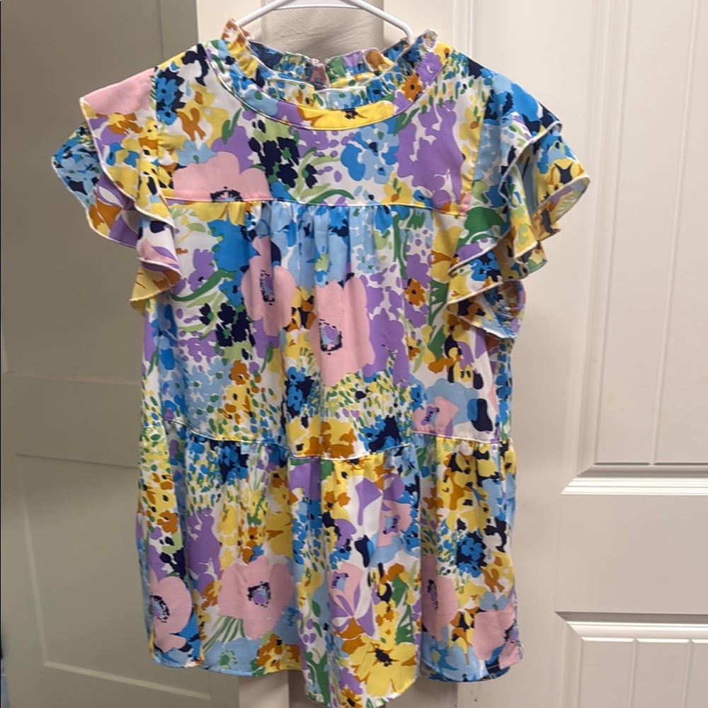 Floral Ruffle Sleeve Top